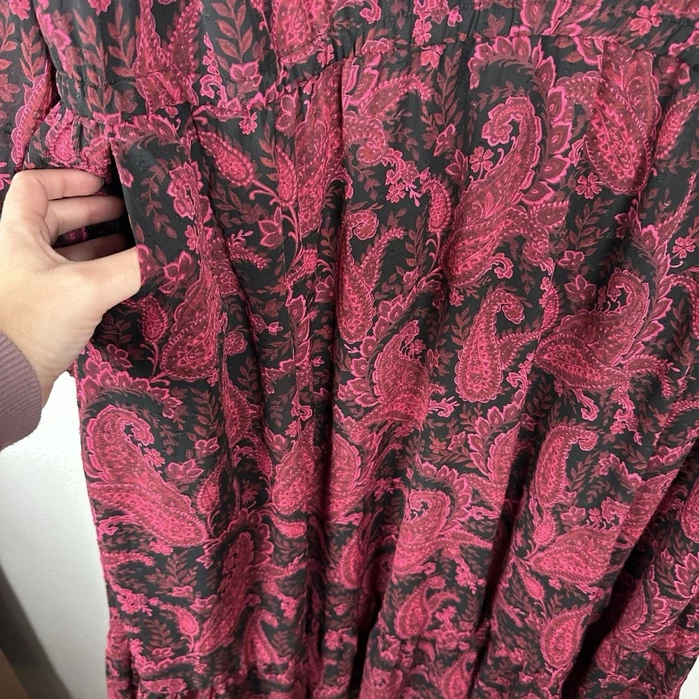 TORRID Tea Length Clip Dot Open Back A-Line Midi Dress Paisley Black Pink Sz 3X - Picture 4 of 9